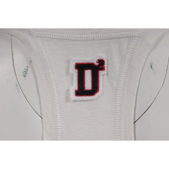 Dsquared2 Womens Lace Up Logo Deep V Neck Tank Top Small White Cotton Linen Y2k - Picture 5 of 11